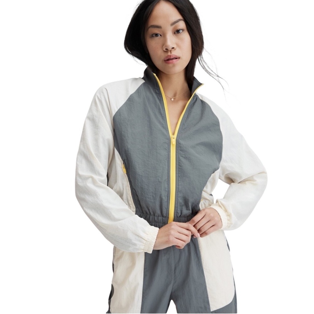 Fabletics Alayia Track Jacket & Jaylee Track Pant Set‎ Storm Cloud Multi Medium